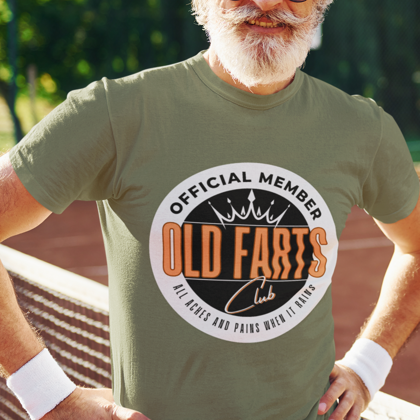 Old Farts Club White/Orange Softstyle T-Shirt