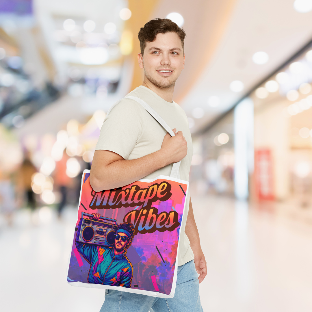 Mixtape Vibes Boom Box Guy 80s Nostalgic Tote Bag