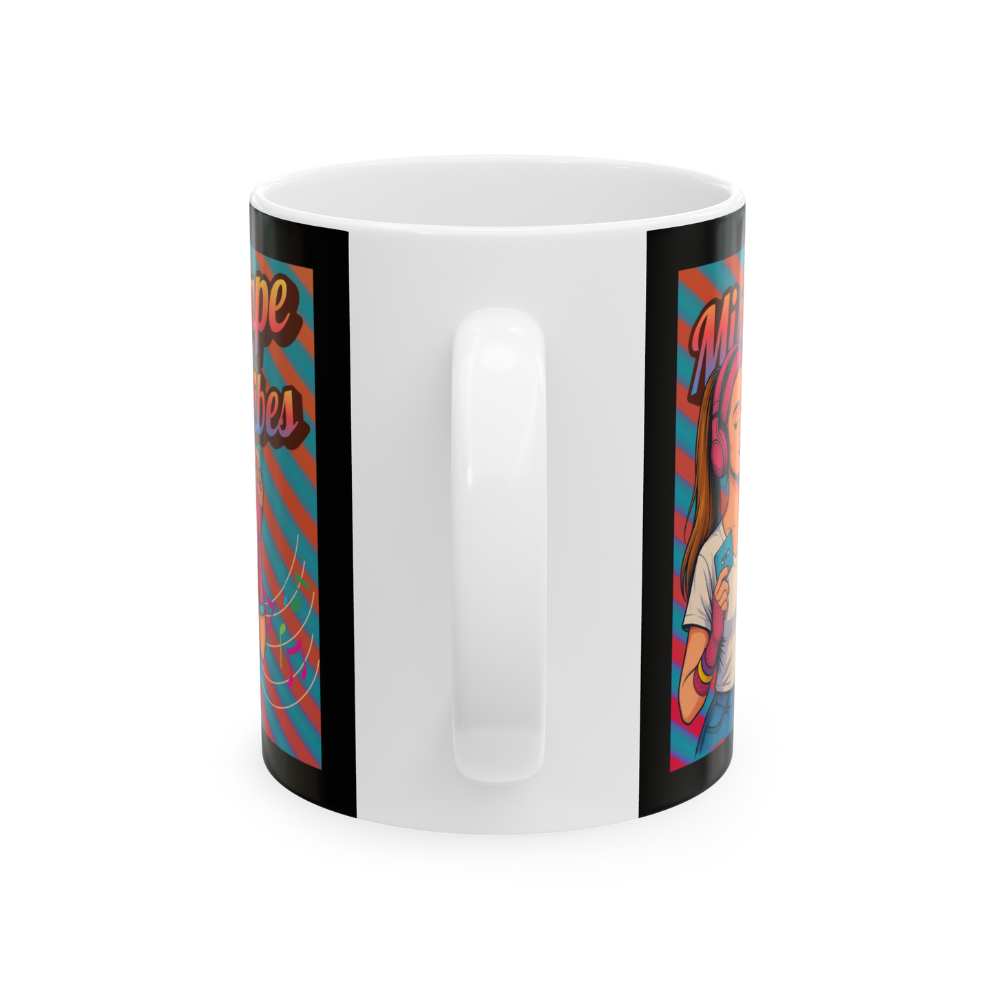 Mixtape Vibes Teen Girl Nostalgic Ceramic Mug (Black)