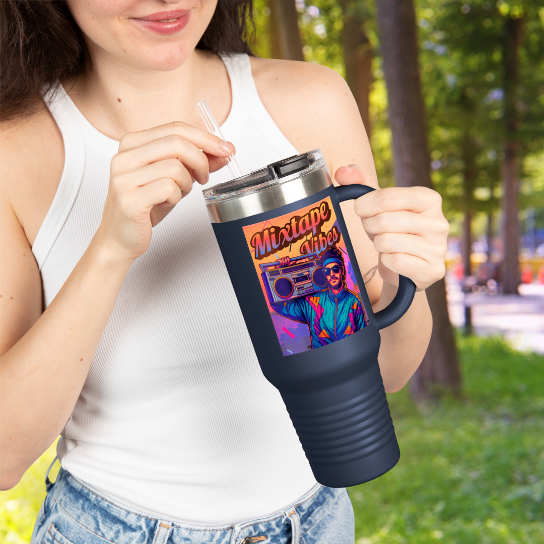 Mixtape Vibes Boom Box Guy 80s Style Stainless Steel Tumbler