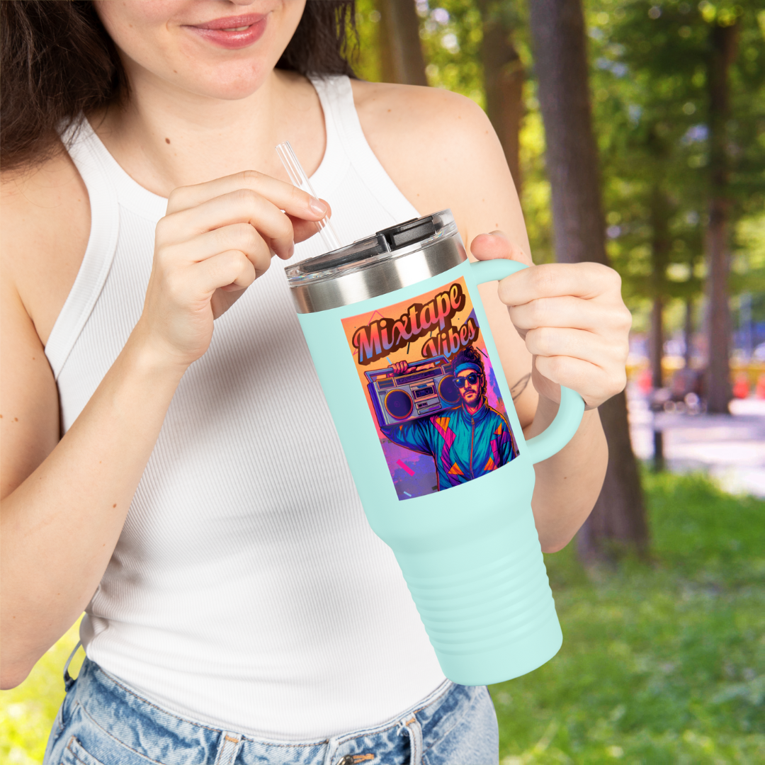 Mixtape Vibes Boom Box Guy 80s Style Stainless Steel Tumbler