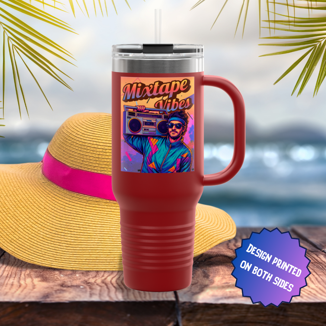Mixtape Vibes Boom Box Guy 80s Style Stainless Steel Tumbler