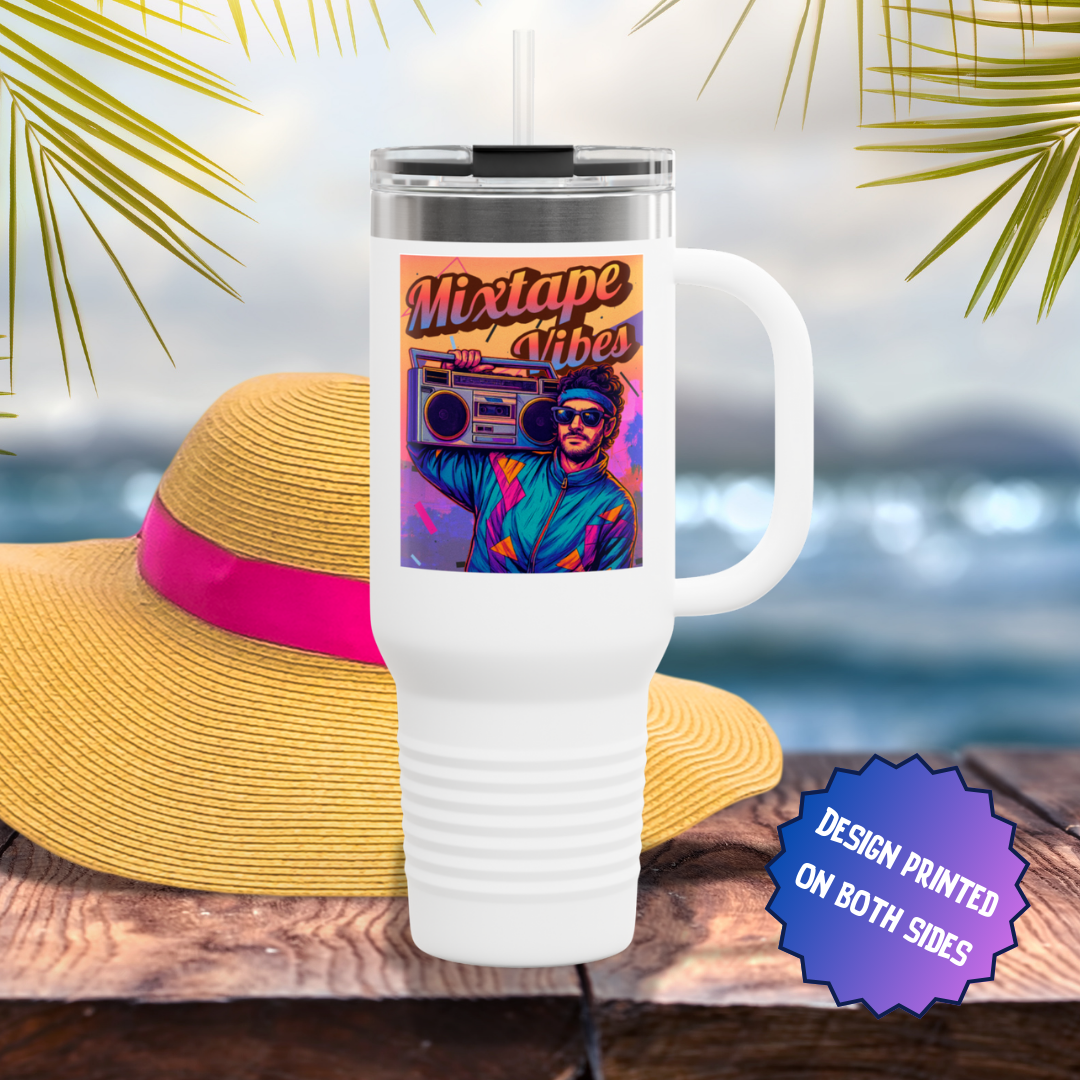 Mixtape Vibes Boom Box Guy 80s Style Stainless Steel Tumbler