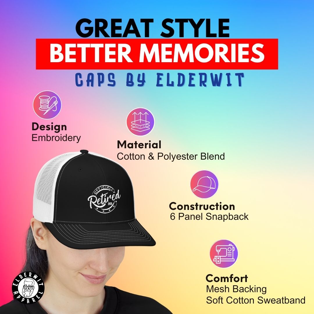 Officially Retired 2025 Badge Embroidery Snapback Cap