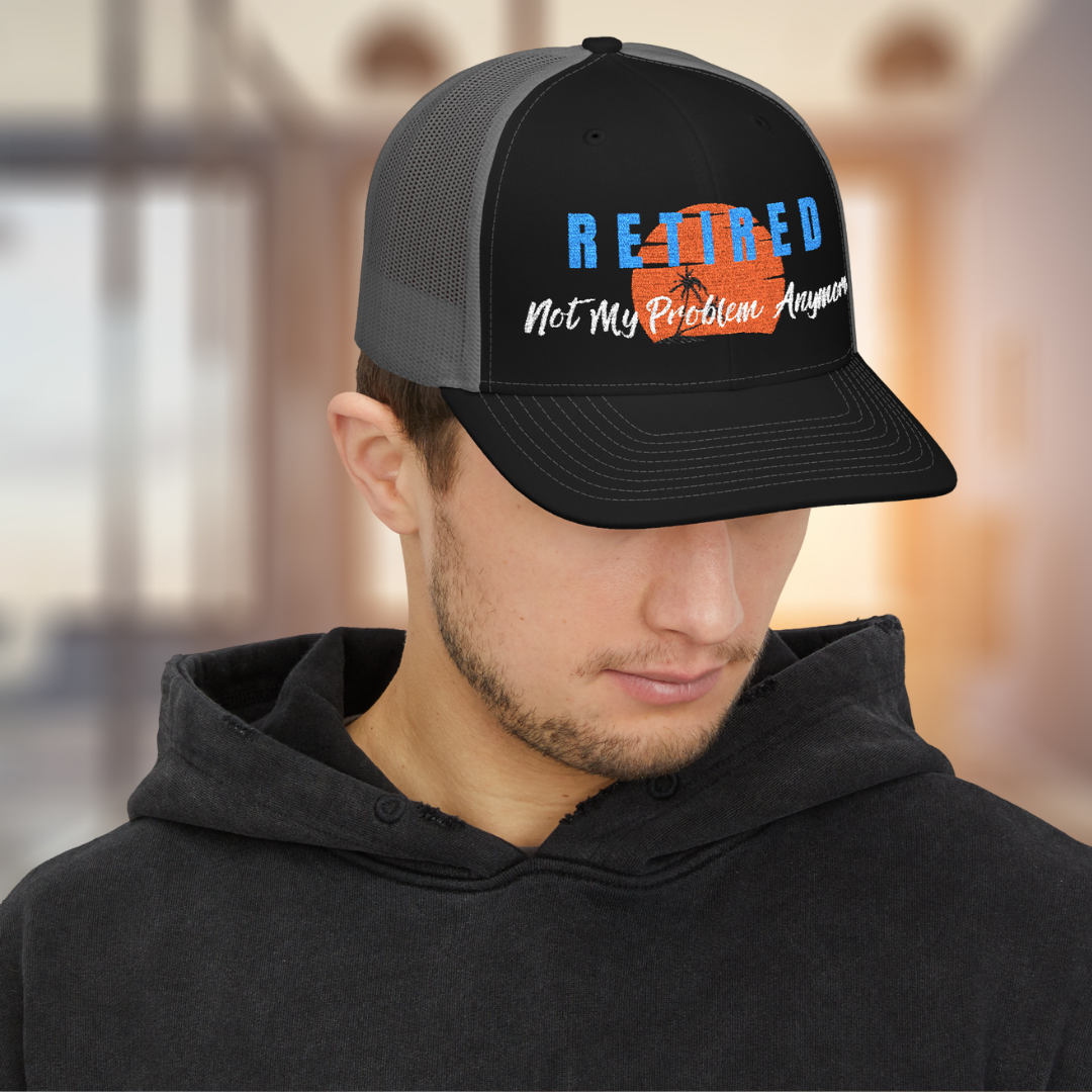 Retired Not My Problem Sunset Embroidery Snapback Cap