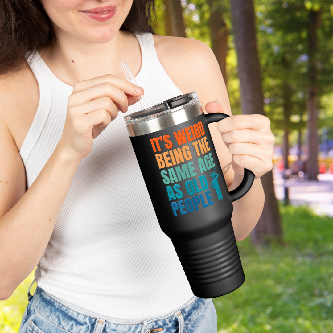 Weird Being Same Age as Old People Headscratcher Travel Mug