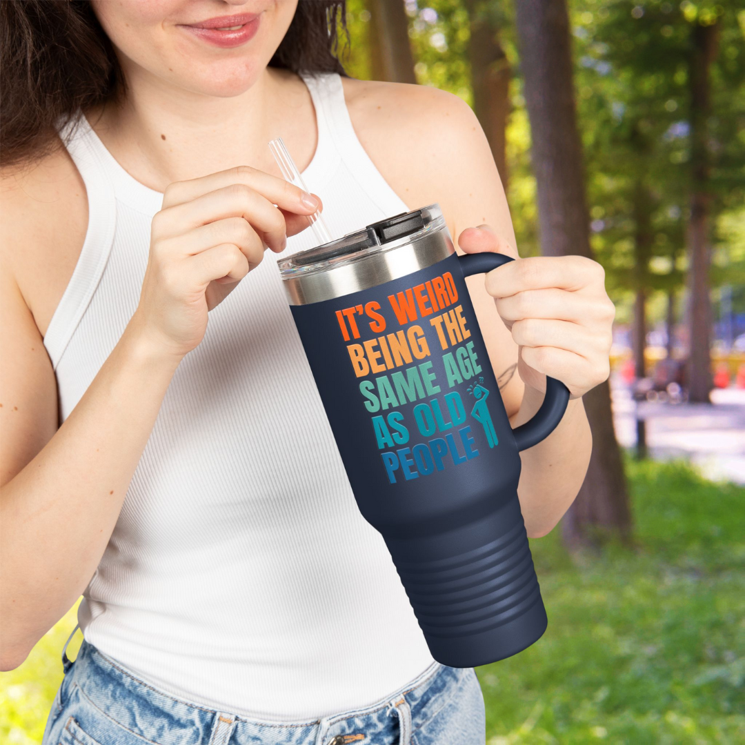 Weird Being Same Age as Old People Headscratcher Travel Mug