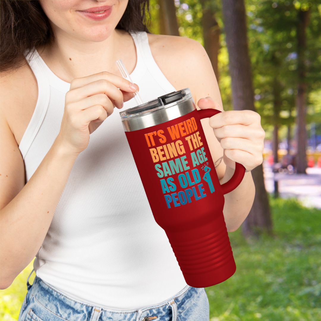 Weird Being Same Age as Old People Headscratcher Travel Mug