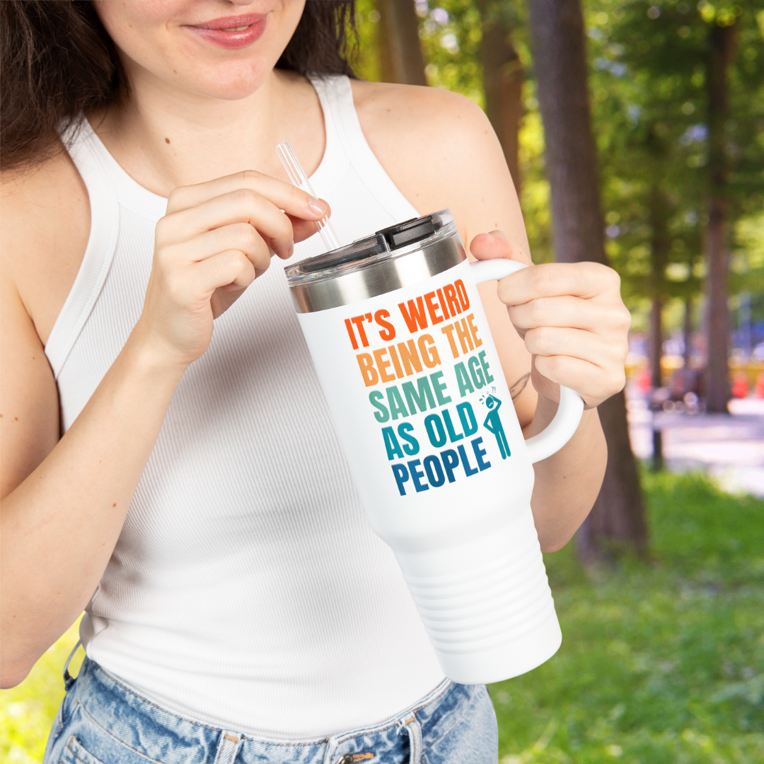 Weird Being Same Age as Old People Headscratcher Travel Mug