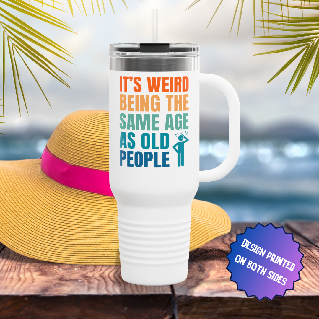 Weird Being Same Age as Old People Headscratcher Travel Mug