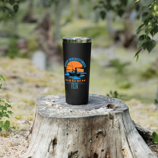 Never Underestimate an Old Guy Who Can Fish 22 oz Travel Mug