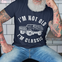Navy blue tee featuring contour drawing similar in style to the classic GMC Blazer from late twentieth century 