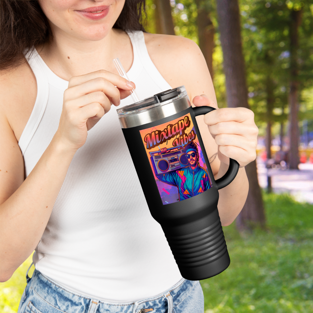 Mixtape Vibes Boom Box Guy 80s Style Stainless Steel Tumbler