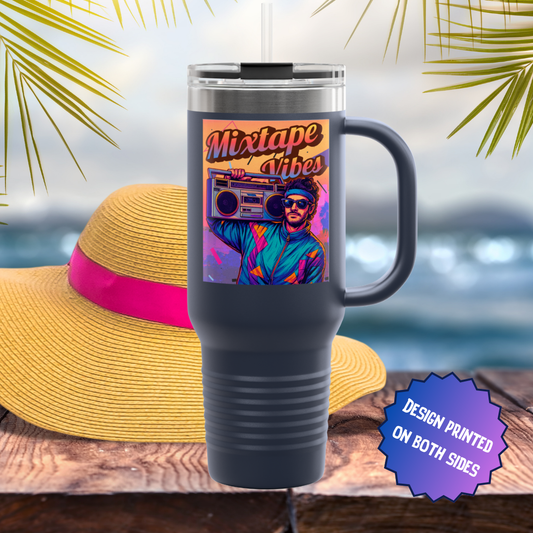 Mixtape Vibes Boom Box Guy 80s Style Stainless Steel Tumbler
