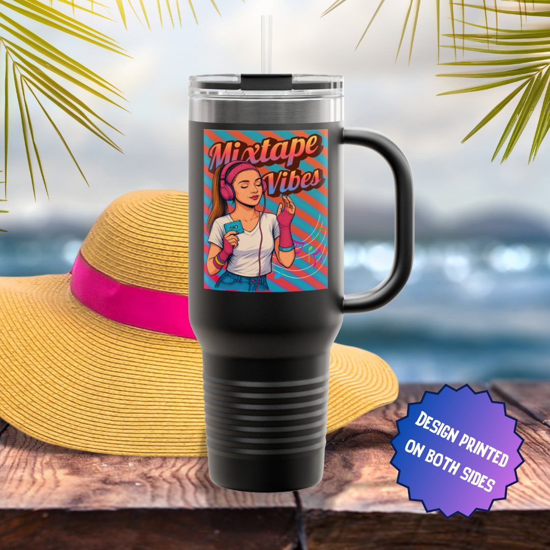 Mixtape Vibes Teen Girl 80s Style Stainless Steel Tumbler