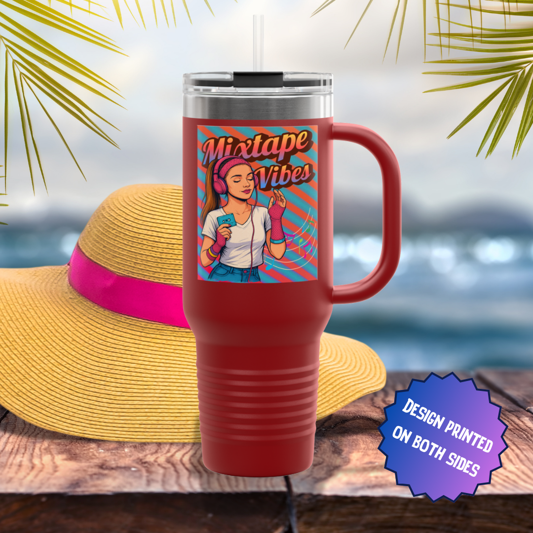 Mixtape Vibes Teen Girl 80s Style Stainless Steel Tumbler