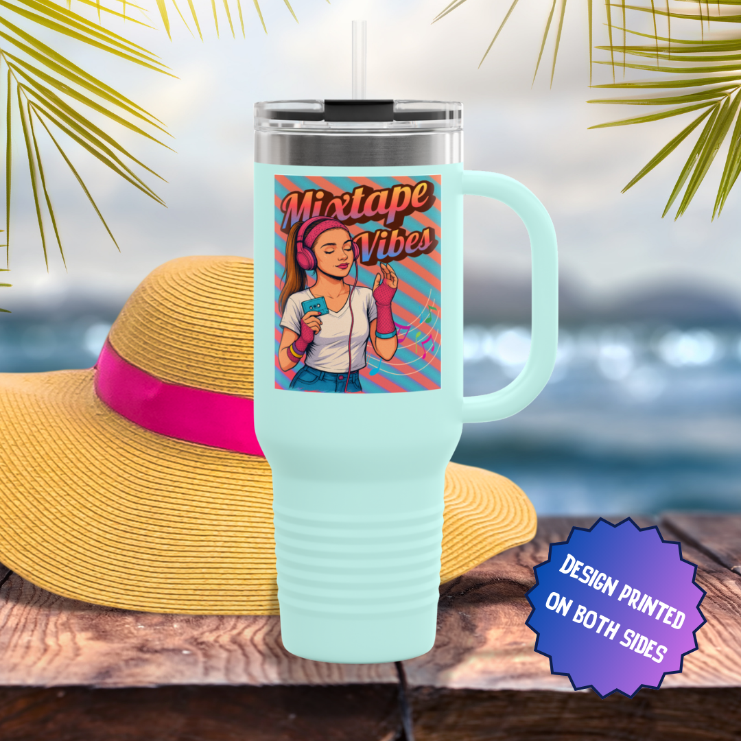 Mixtape Vibes Teen Girl 80s Style Stainless Steel Tumbler