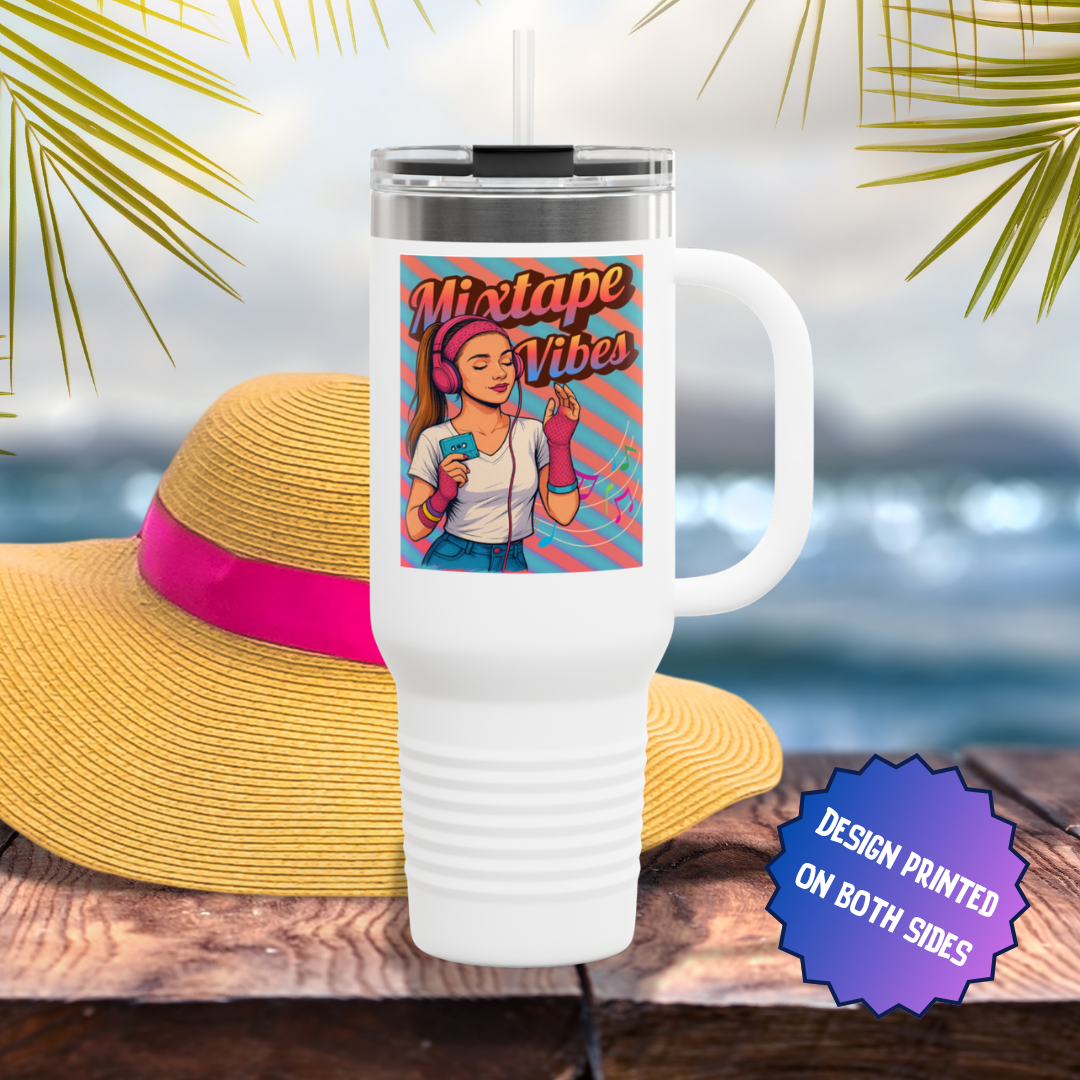 Mixtape Vibes Teen Girl 80s Style Stainless Steel Tumbler