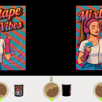 Mixtape Vibes Teen Girl Nostalgic Ceramic Mug (Black)